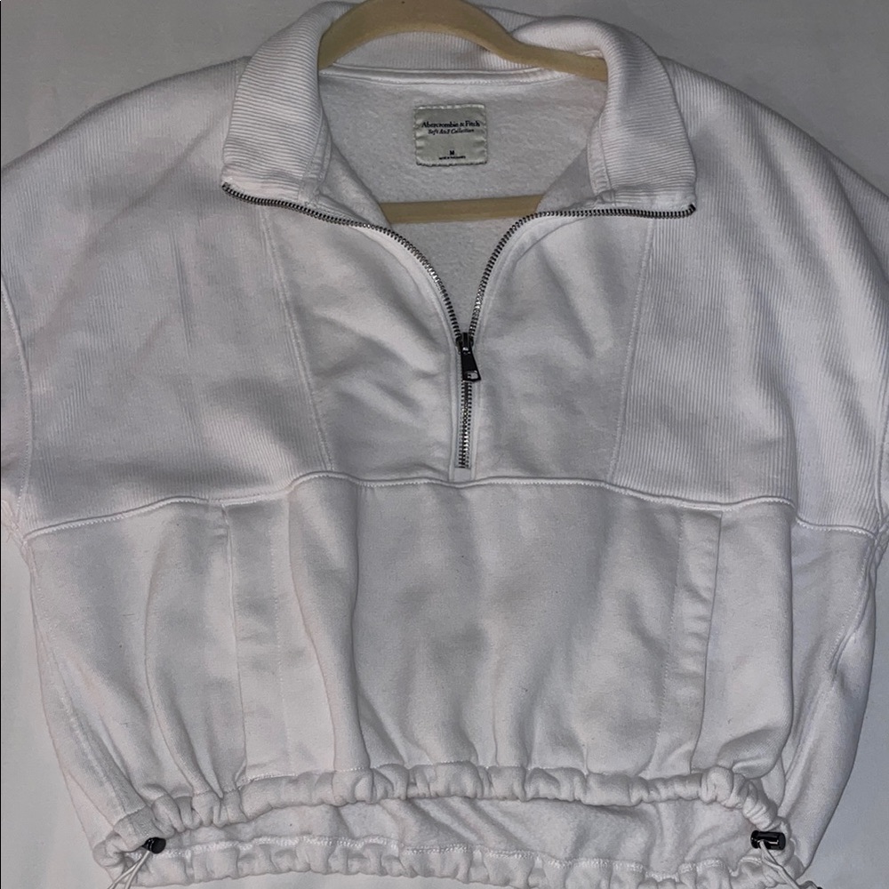 Abercrombie & Fitch White Quarter-Zip Pullover